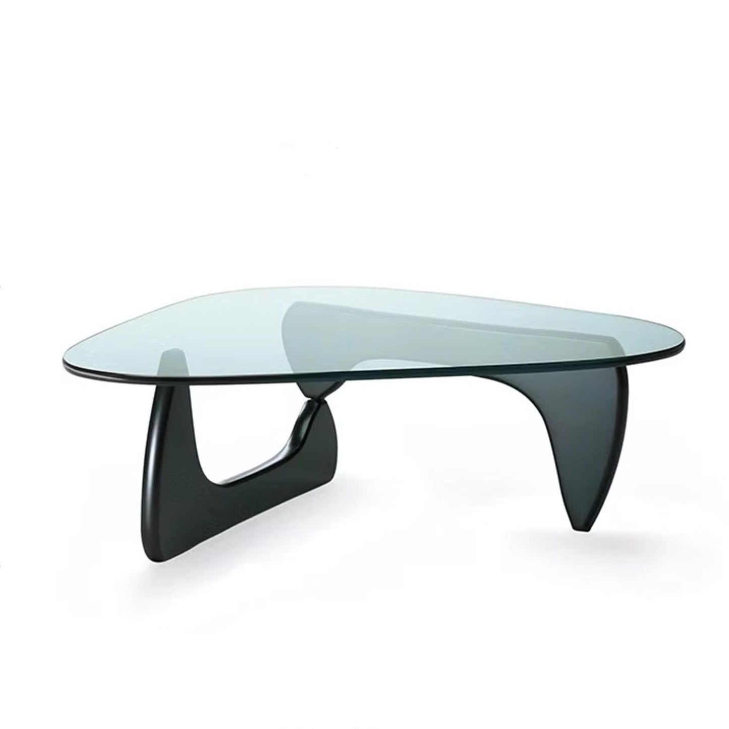 EASYSOUL Modern Glass Coffee Table, 44.88" D x 32.28" W x 15.75" H, Abstract Round Tea Tables for Living Room Home Office Industrial Cocktail Tables (Black-Clear Glass, 44.88")
