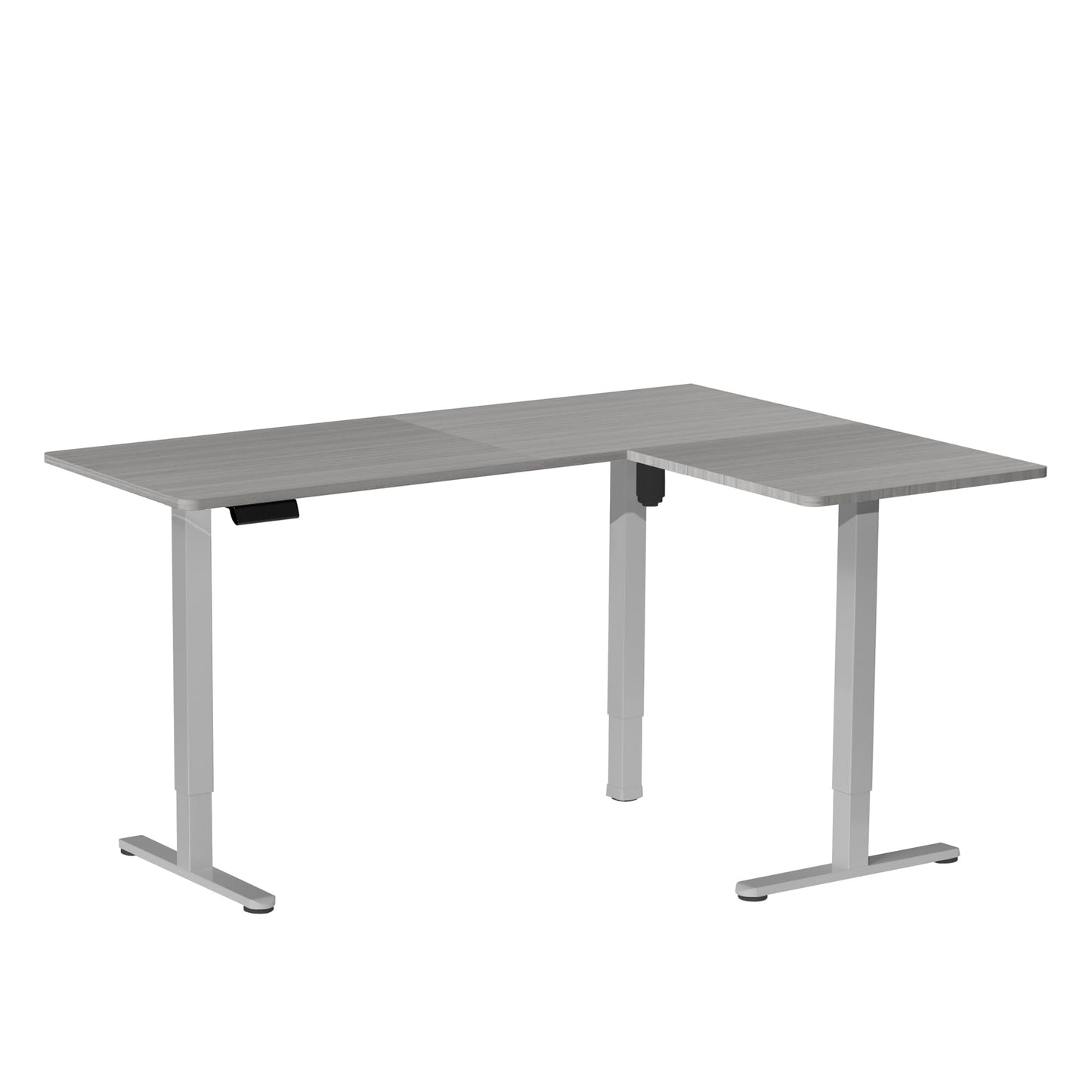 VIVO Corner Standing Desk, 63 x 55 inch Reversible L-Shaped Workstation, Electric Height Adjustment, Home, Office, and Reception Rooms, Dark Gray Table Top Gray Frame, DESK-E3CTGG