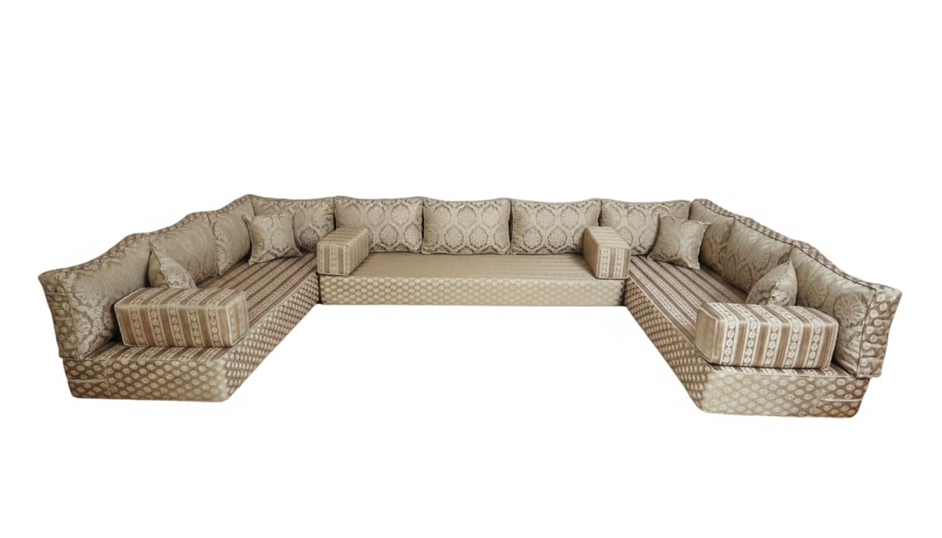 arabicsofa Traditional Arabic Floor Seating Couch – Handmade Moroccan Style Floor Cushions for Guest Room
