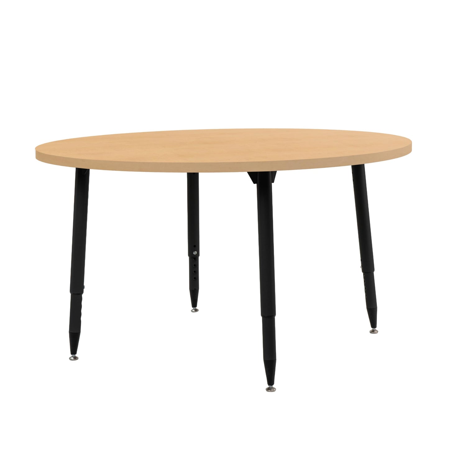 Adapte Commercial Classroom Activity Table - 48" Round Woodgrain, ADA Compliant Tapered Legs with Glides & Casters, Adjustable Height 22-34" Wheelchair Accessible, School & Office Furniture