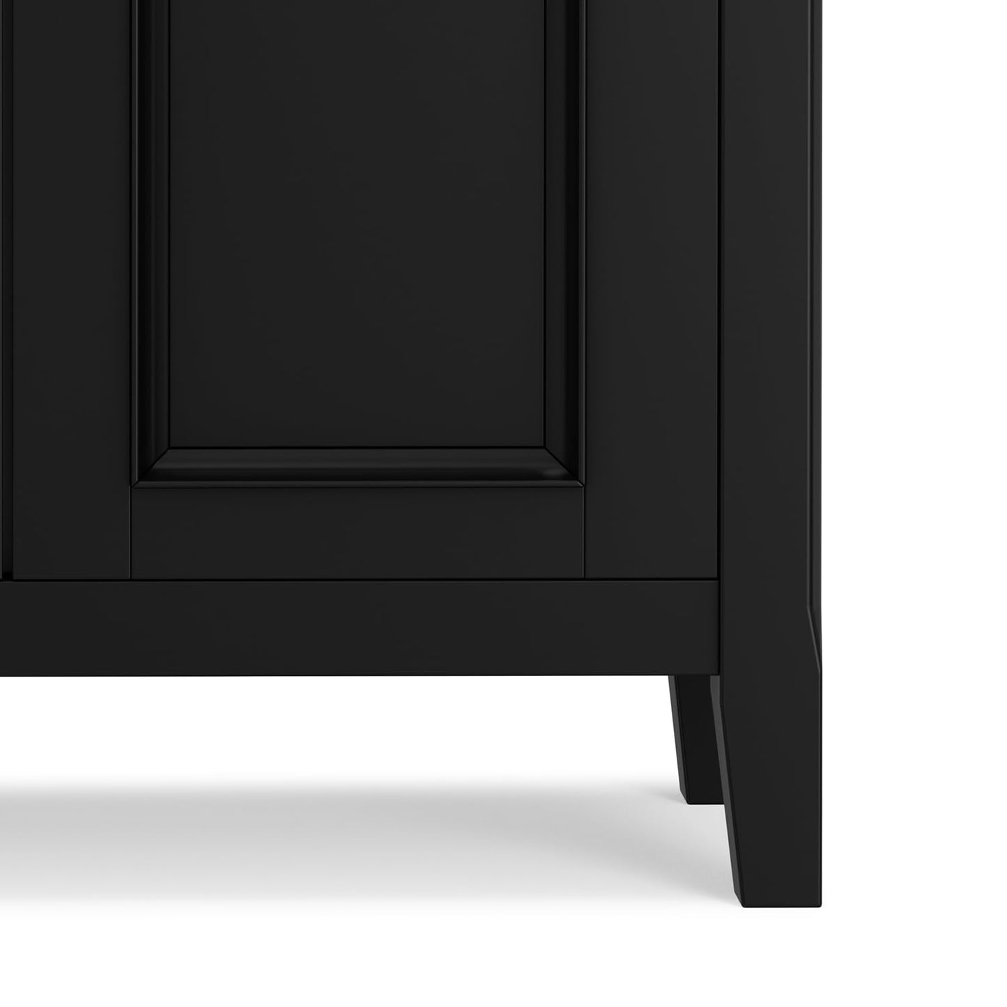 SIMPLIHOME Amherst 32-inch Wide Solid Wood Transitional-Style Low Storage Cabinet in Black for Living Room, Entryway, or Dining Area with Adjustable Shelves