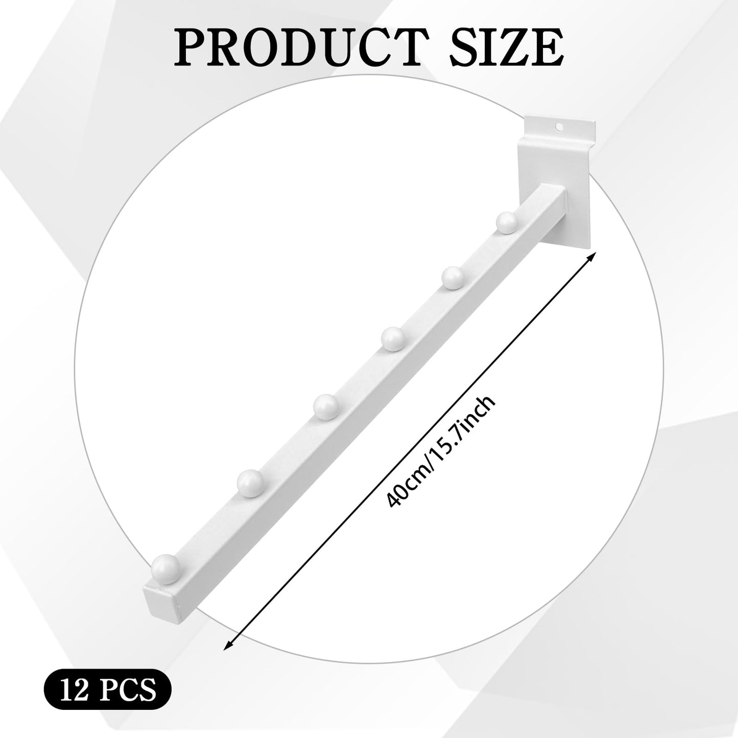 LECEHIVO 14 Pcs 15.7 Inch 6 Ball Waterfall Slatwall Hooks Metal Slat Wall Hanging Board Accessories Heavy Duty Pegs Panel Display for Clothing Retail Shop Garage (White)