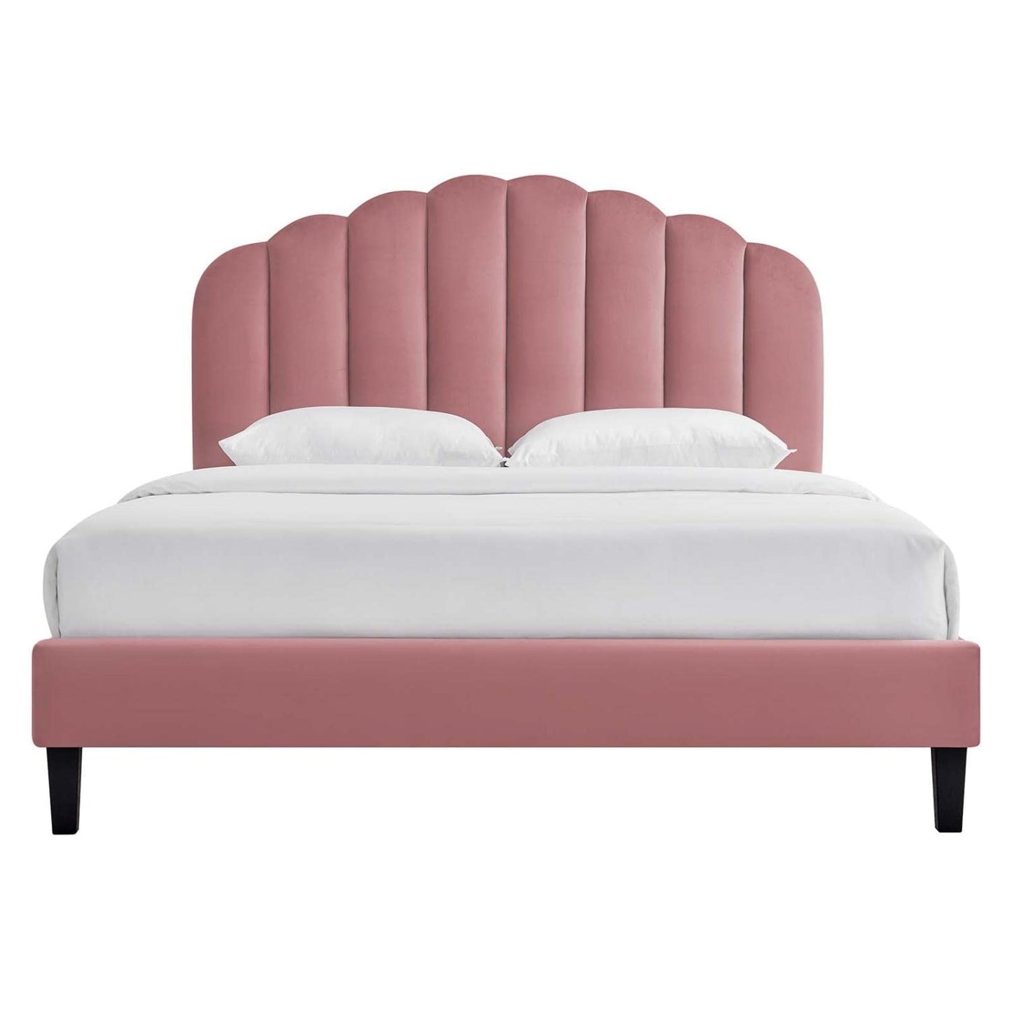 Modway Daisy Modern Performance Velvet Twin Platform Bed in Dusty Rose Pink