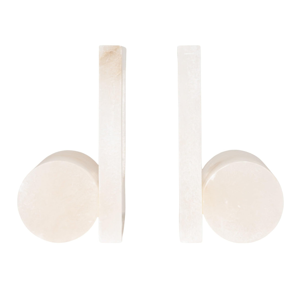 Creative Co-Op 2-Piece Alabaster Bookends with Cut-Outs, Translucent White