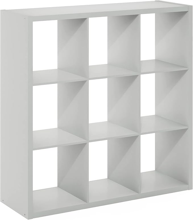 Furinno Cubicle Open Back Decorative Cube Storage Organizer, Light Grey