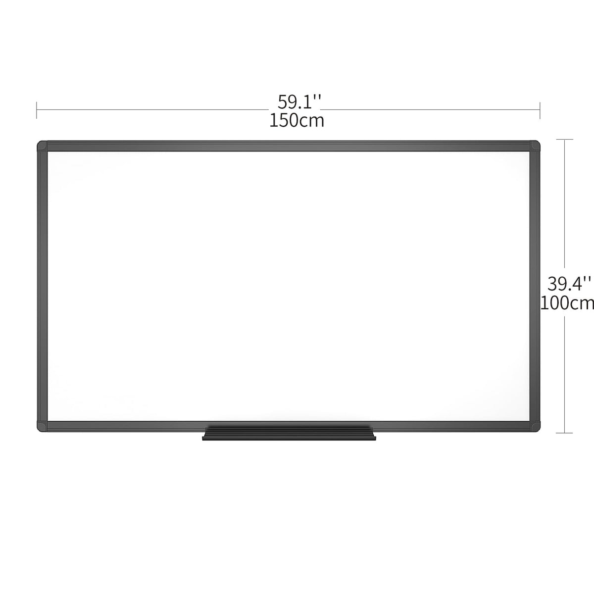 VIZ-PRO Magnetic Dry Erase White Board, 60 X 40 Inches, Black Aluminium Frame