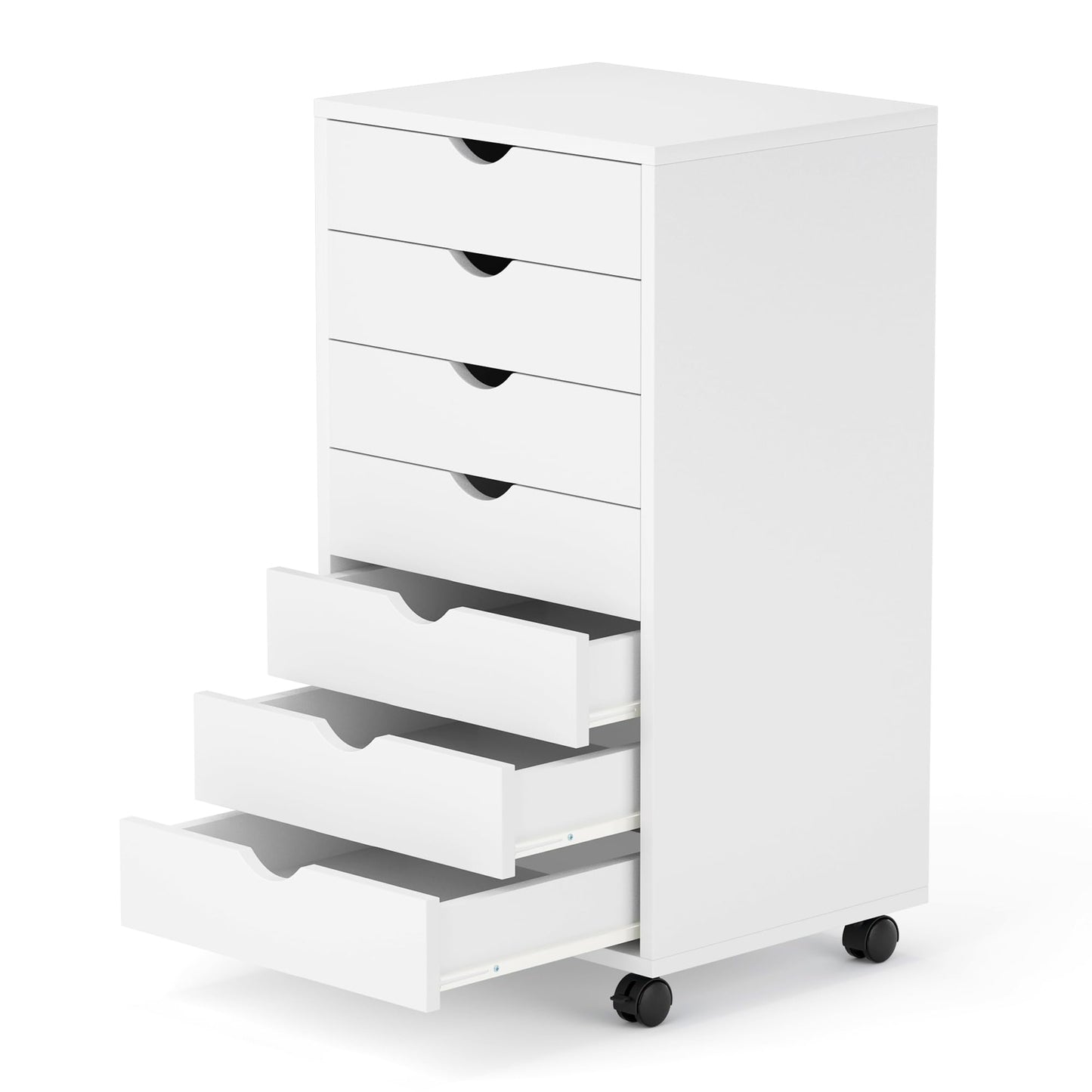 7 Drawer Chest, Storage Cabinet Dressers with Wheels, Dressers Storage Cabinets, Dresser Mobile Cabinet with Wheels, Room Organizer, Small Drawers Wood Organization Furniture for Office, Home, White