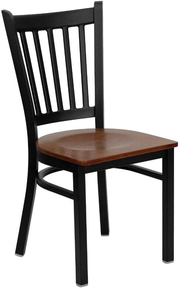Flash Furniture 4 Pack HERCULES Series Black Vertical Back Metal Restaurant
