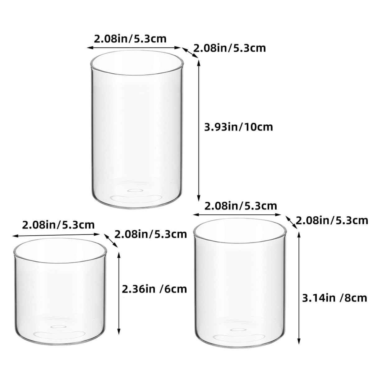Beaupretty 3pcs Glass Scented Candle Cups Set Empty Tealight Candle Holders 5.3x10cm/8cm/6cm for Table Decor and DIY Craft