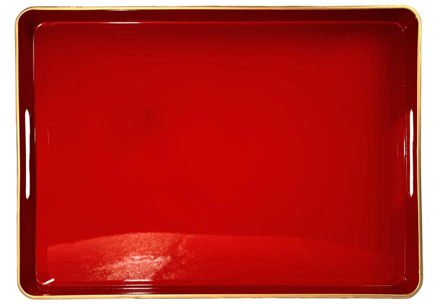 UOEKCS Large Red Tray, Elegant Plastic Coffee Table Tray for Ottoman, Home Decor, Living Room.16.7"*12"*1.6"