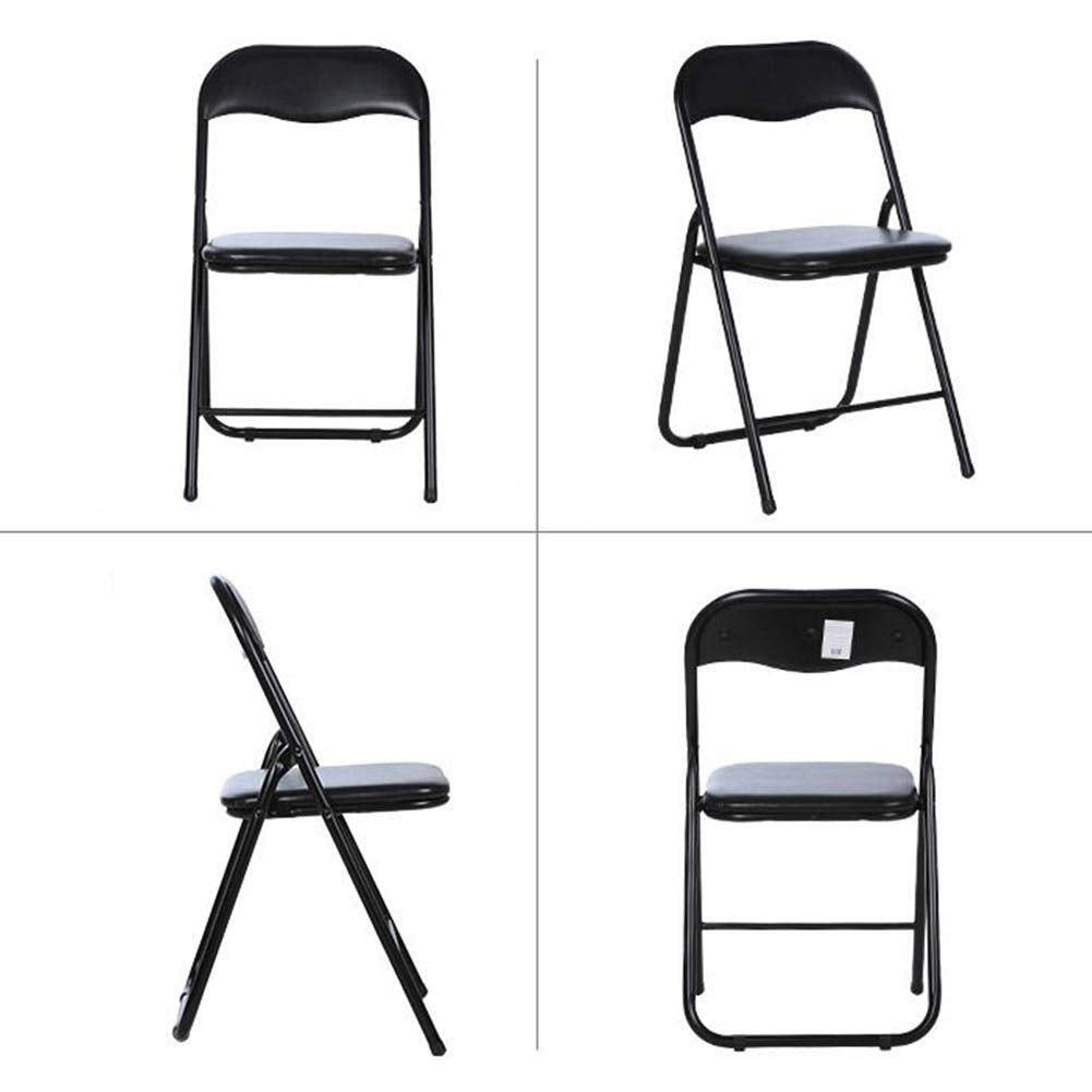 Folding Chair Black Office Conference Backrest Chair Metal Frame Visitor Padded Fabric Desk Chair Portable Security (Size : 6 Chairs)