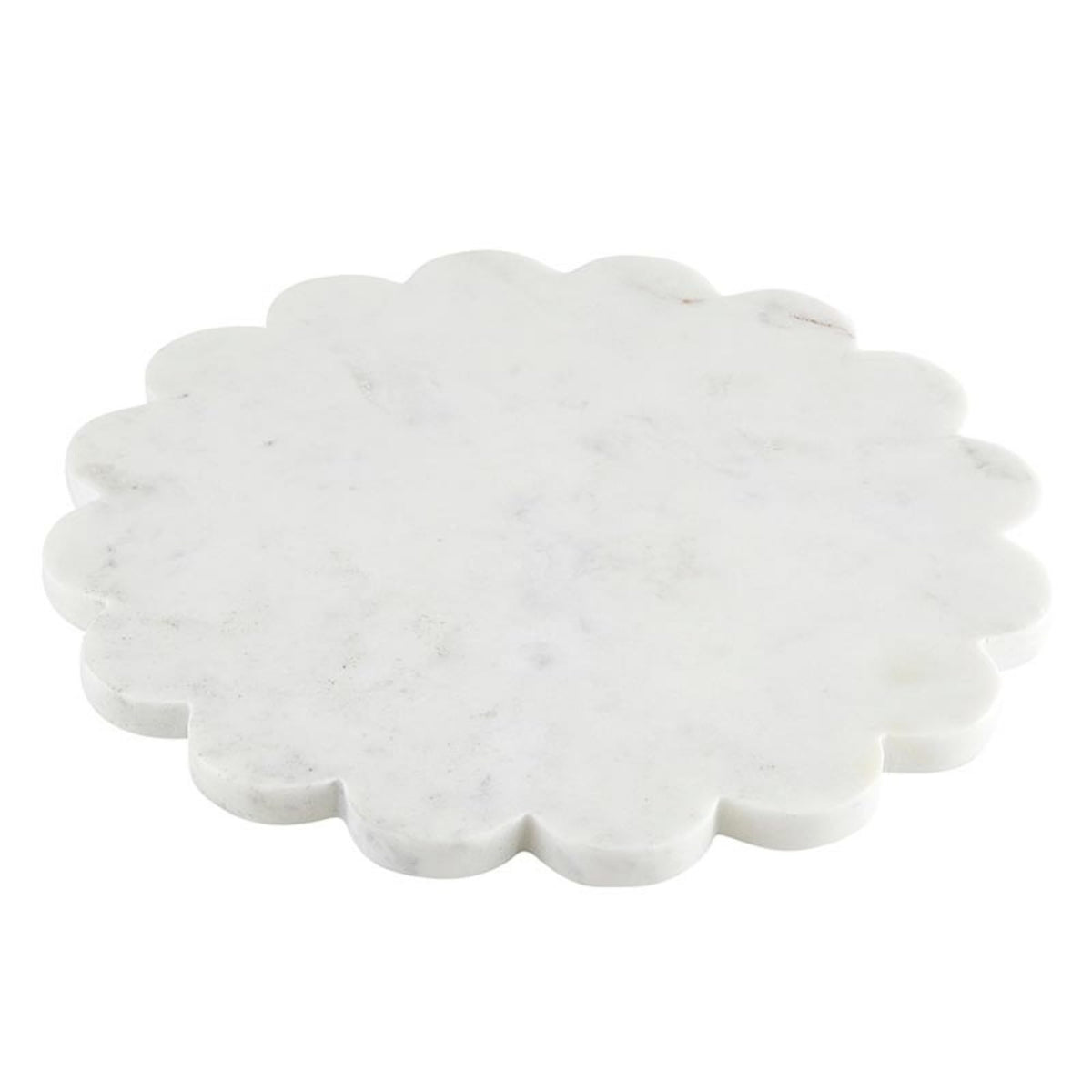 Santa Barbara Design Studio Marble Charcuterie Boards Cheese Board Round Scalloped Cutting Board, 12" Diameter, White