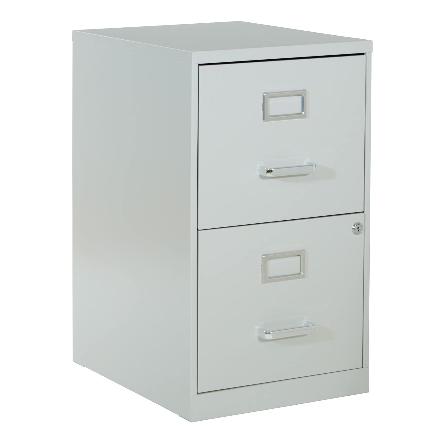 OSP Home Furnishings 2 Drawer Locking Metal File Cabinet, Grey