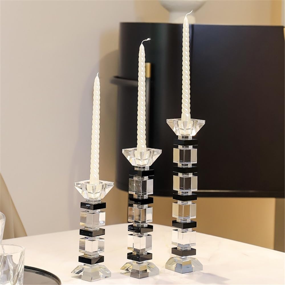 Candlestick Holders Light Crystal Glass Candle Holder Home Decoration for Wedding, Festival, Party Windowsill Decor Candle Holders(Small)