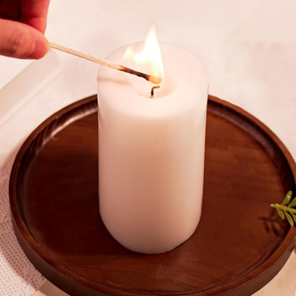 8 Pack 2x2Inch Hand Poured White Dripless Pillar Candles, Ivory， Soy Jasmine Scented Candles, Non-Toxic, Smokeless, Long Burning, for Home Decor, Dining Table, Party, Romantic Mood Lighting