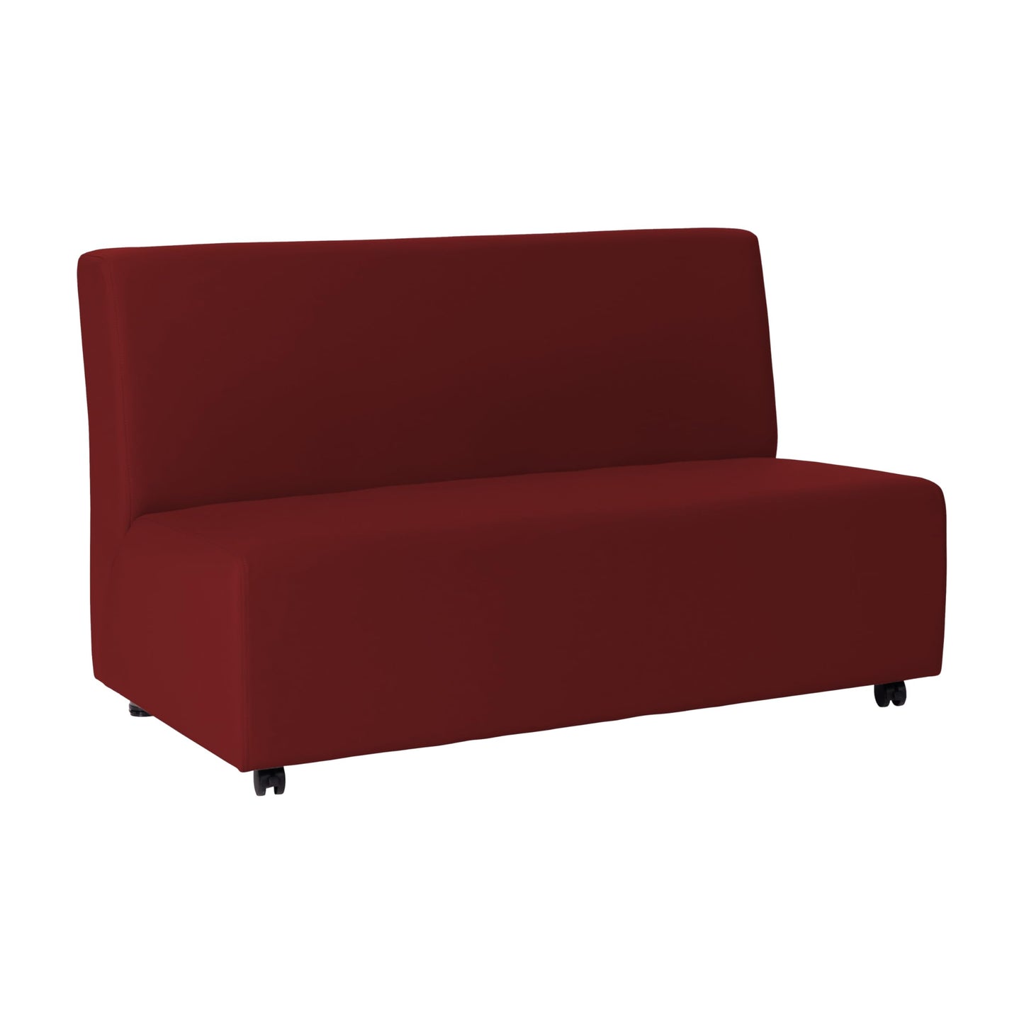FDP Pro Series Upholstered Armless Mobile Sofa with Locking Casters for Portability Commercial Seating for Hotel Lobby, Office, Restaurant, Waiting Room, Home - Crimson