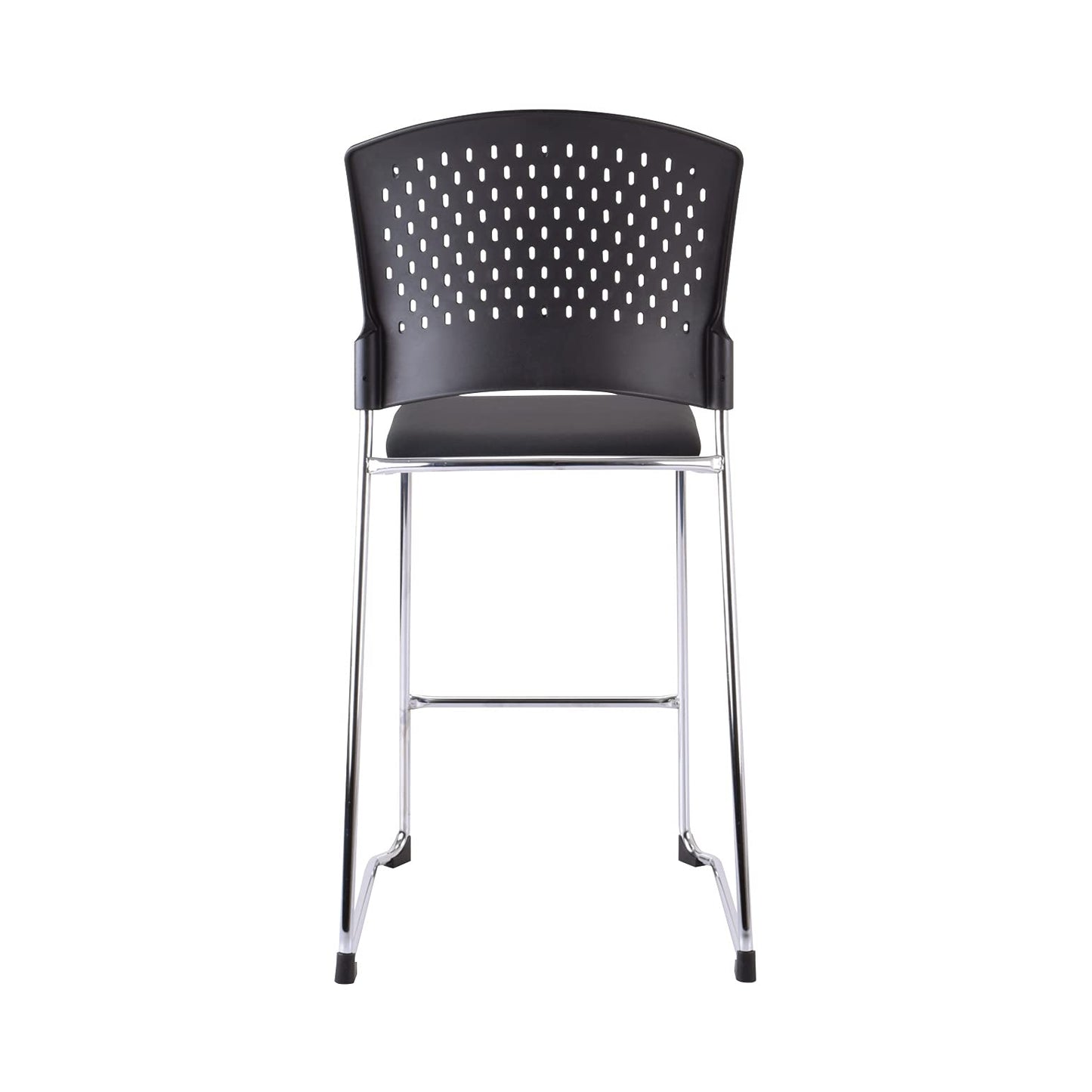 Office Star 886 Series Tall Stacking Visitor's Chair with Ventilated Plastic Back and Padded Seat, 4 Pack, Coal FreeFlex Black