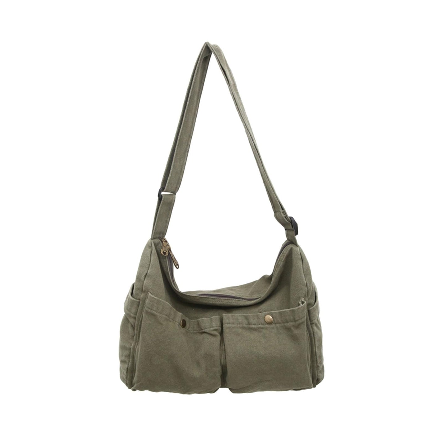 KBTYE Canvas Messenger Bag Cute Crossbody Tote Bag Shoulder for Women Men for School Aesthetic Hobo with Multiple Pockets(Green)
