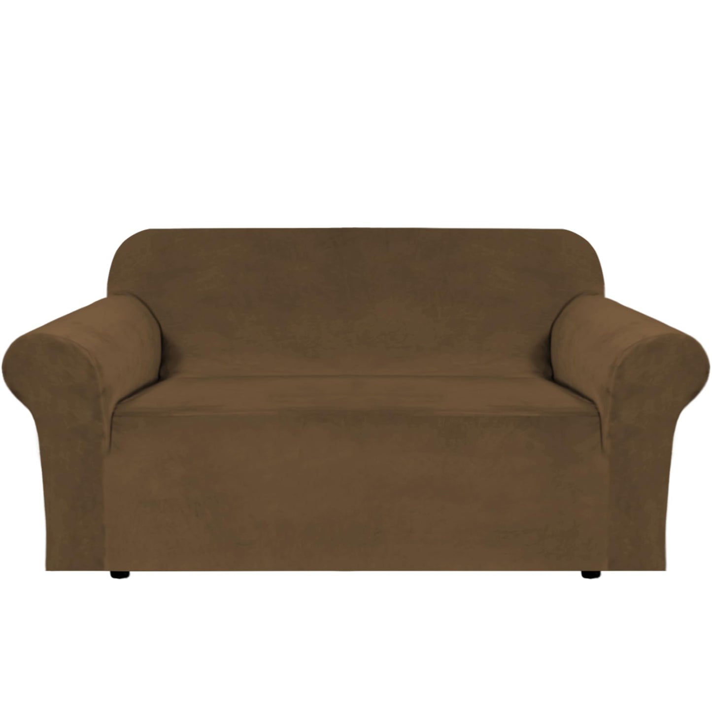 H.VERSAILTEX Stretch Velvet Loveseat Covers for 2 Cushion Couch Covers for Living Room Sofa Covers Slipcovers with Non Slip Straps Bottom, Ultra Thick Comfy Velour (Width 58"-72", Bronze Brown)