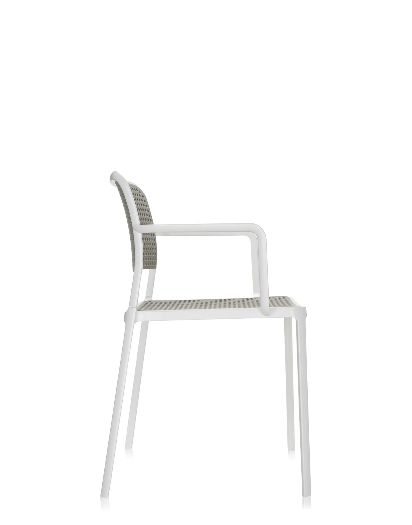 Kartell 5876/B3 Audrey Chair by Piero Lissoni, Pack of 2, Pained Aluminum White/Light Grey