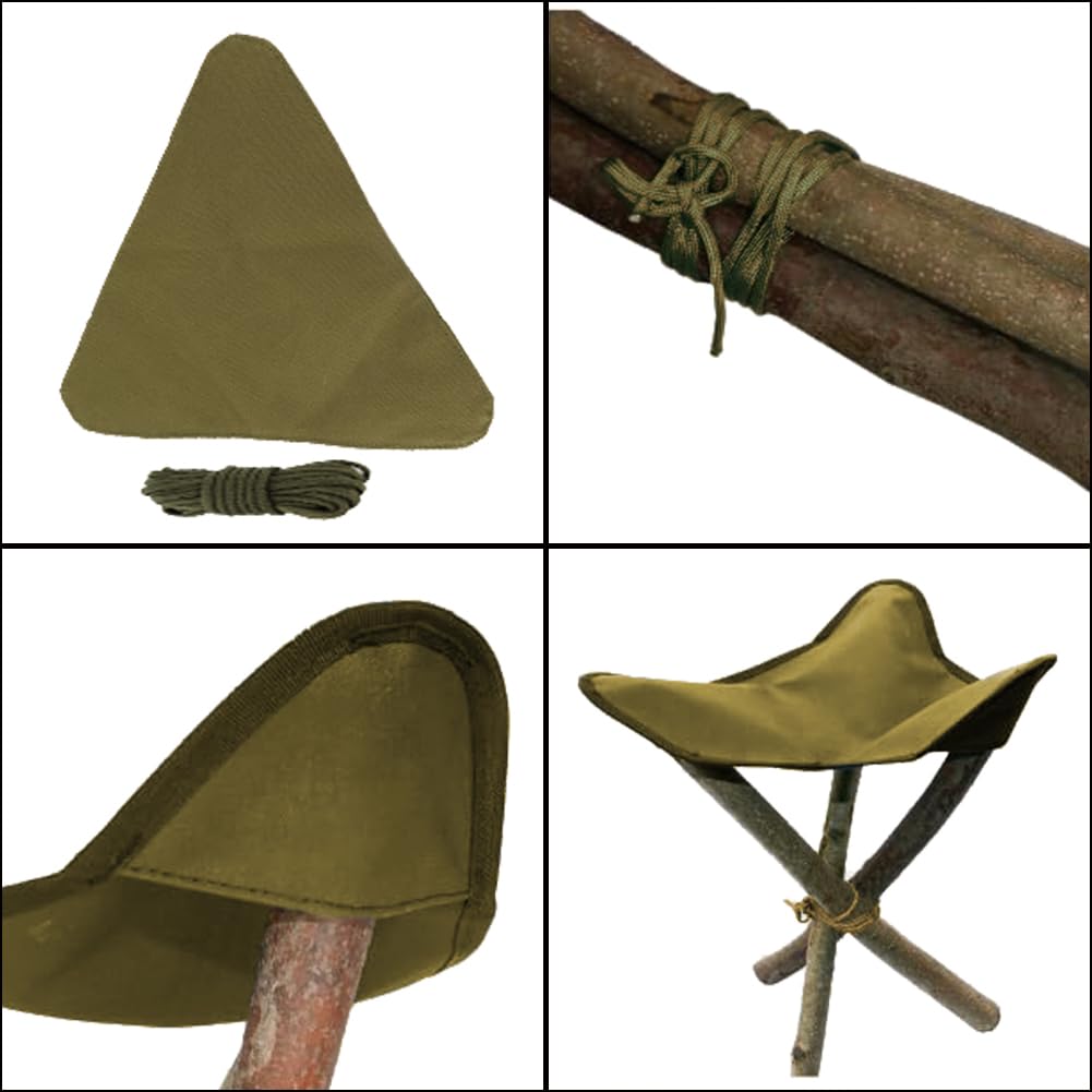 Tripod Stool Cloth Chair, Mini Folding Camping Stool Portable 3 Legs Super Compact Canvas Seat for Outdoor Walking Hiking Fishing Picnic Travel Beach BBQ Gardening Lawn Strap Backpacking Lightweight