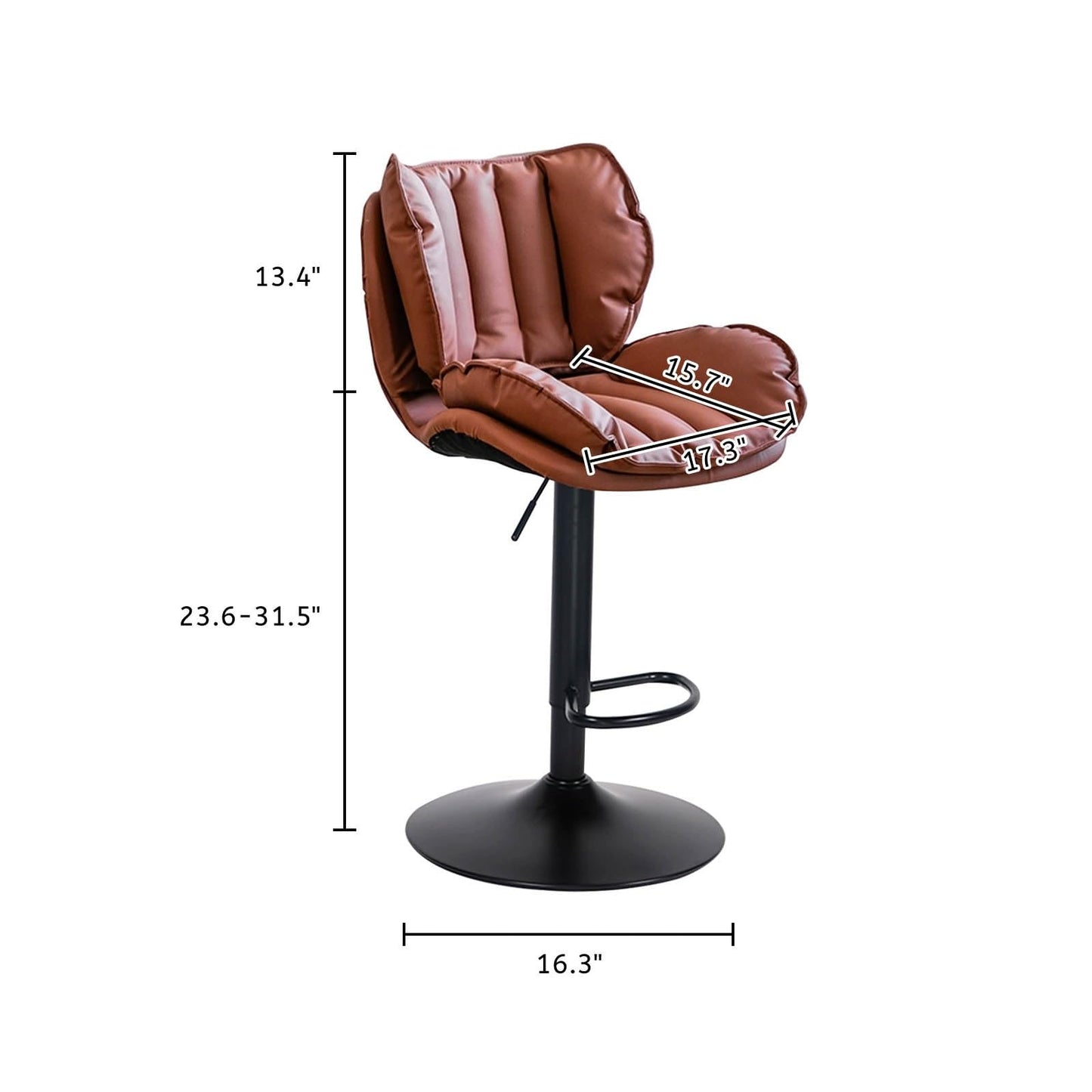 High Top Chairs Swivel Stool with Back Adjustable Height Padded Commercial Tall 23.6-31.5 Inches Airlift for Kitchen Island Dining Office, 1pc.(Brown)
