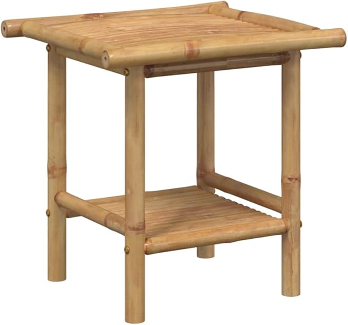 Bamboo Fiber Coffee Table with Storage Shelf, Eco-Friendly Modern Square End