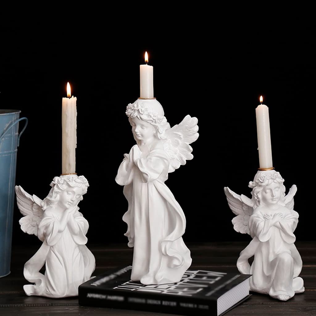 Candlestick Holders Retro Angel Candle Holder Romantic Candlelight Dinner Candle Holder Ornament Wedding Scene Arrangement Props Gift Decorations Candle Holders (Size : A)