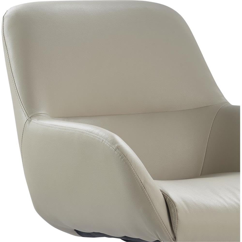 Tommy Hilfiger Forester Luxury Bonded Leather Home Office Chair, Modern Round Swivel Accent Seating with Arms, Adjustable Height and Recline, Cream