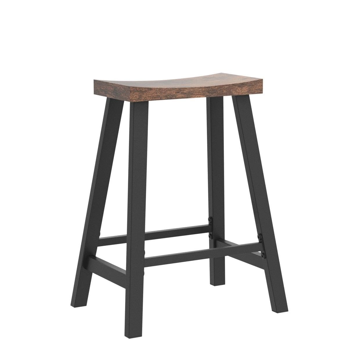 VASAGLE Bar Stools Set of 2, Counter Height Stools, Bar Chairs with Footrest, 23.6 Inches High Kitchen Breakfast Stools, Industrial, Living Room Party Room, Rustic Brown ULBC074B01