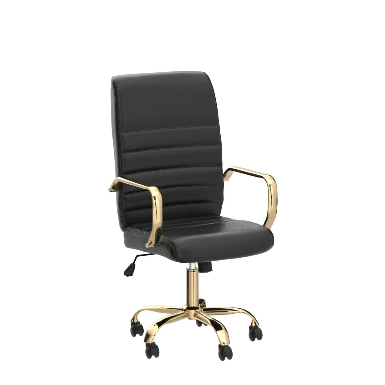 BTEXPERT Gray Faux Leather Adjustable Home Office Golden Arms Exectuive Chair High Back Manager Desk Armchair Tilt Lumbar Support, Grey (5162GY)