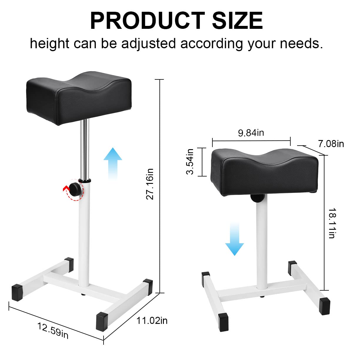FLOLXNB Pedicure Manicure Footrest, Foot Massage Manicure Nail Beauty Stool Stand, Adjustable Height Footstool for Home Beauty Salon Spa Tattoo (Black)