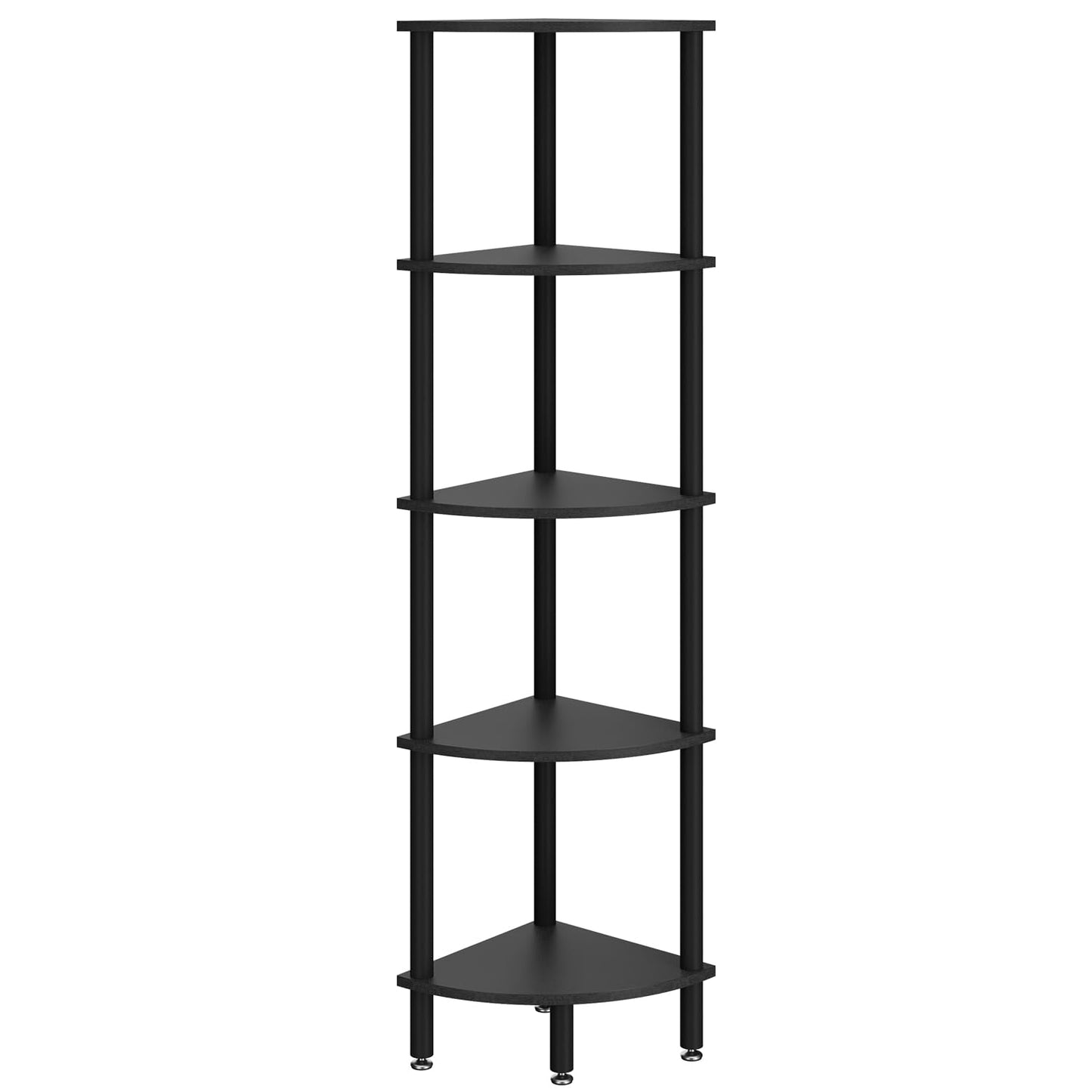 IBUYKE 5 Tier Corner Shelf Stand,Industrial Corner Display Rack,Corner Bookshelf for Living Room, Bedroom, Kitchen, Home Office, Black WBC010B