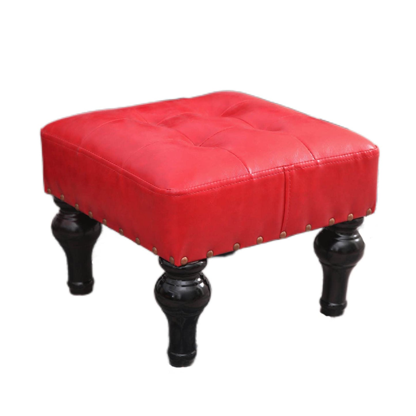 Footstool Small Ottoman Faux Leather Foot Stool with Padded Seat Couch Chair Footrest Stool Under Desk Stool Home Living Room Bedroom Cloakroom