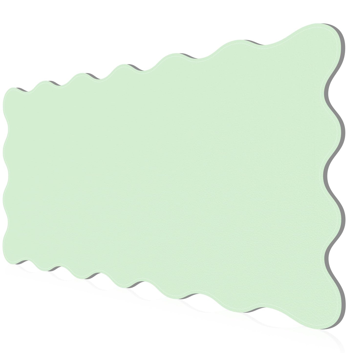 NXZGO PU Leather Desk Pad, Scalloped Non-Slip Mouse Pad & Large Desk Mat Cover Stitched Edges Writing Pad for Office, Home - Waterproof, Easy to Clean, Durable Surface I 31.4"x15.7", Mint Green
