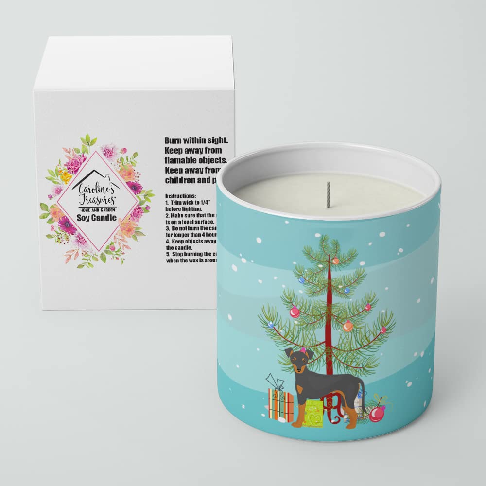 Caroline's Treasures CK3472CDL Manchester Terrier Christmas Tree 10 oz Decorative Soy Candle Nature Soy Wax Essential Oil Home Decor Ideal for Bedroom Kitchen Bath Office Gift, 10 oz