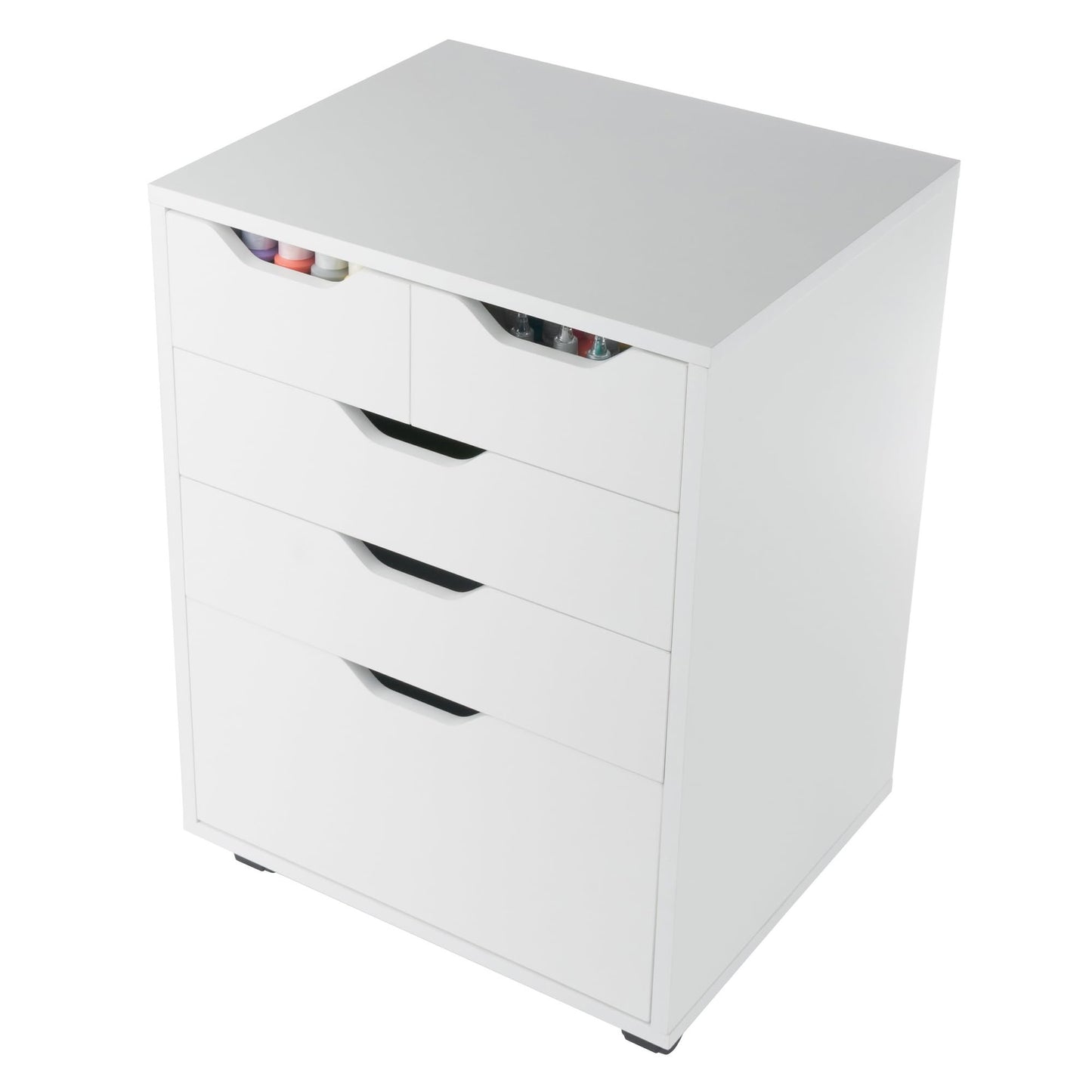 Winsome Halifax Mobile Storage Cabinet with 5 Drawers in White, Stylish & Functional Home Storage Cabinet for Filing, Kitchen Organization, Moveable Furniture for Office, Dorms, Apartments