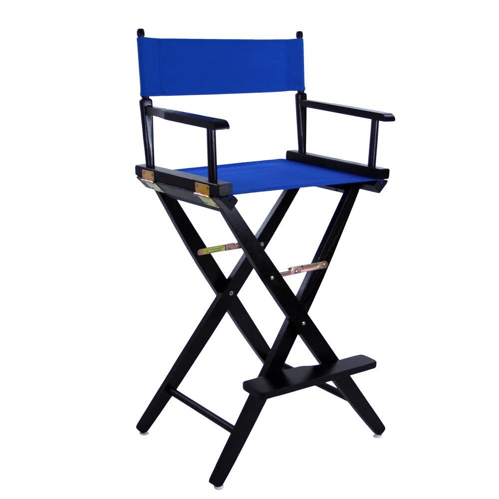 American Trails Extra-Wide Premium 30" Director's Chair Black Frame with Royal Blue Canvas, Bar Height