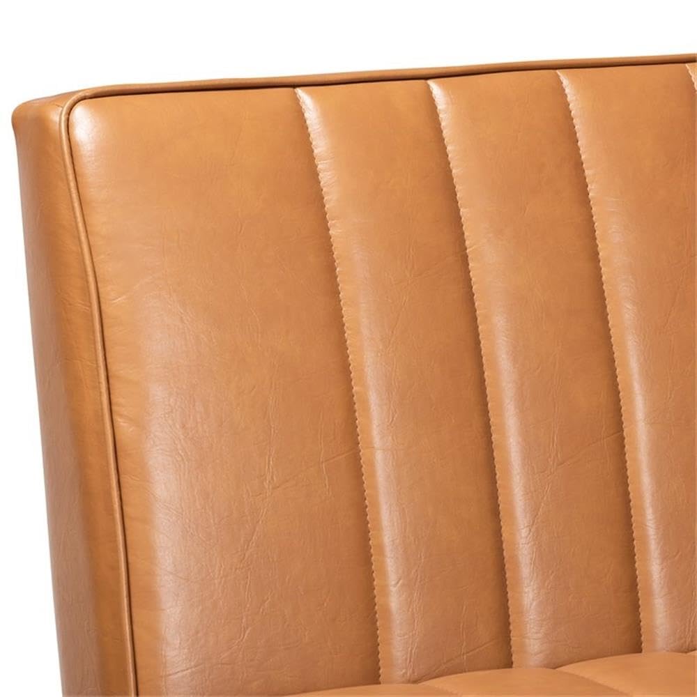 Baxton Studio Daymond Mid-Century Modern Tan Faux Leather Upholstered and Walnut Brown Finished Wood 2-Piece Dining Nook Banquette Set