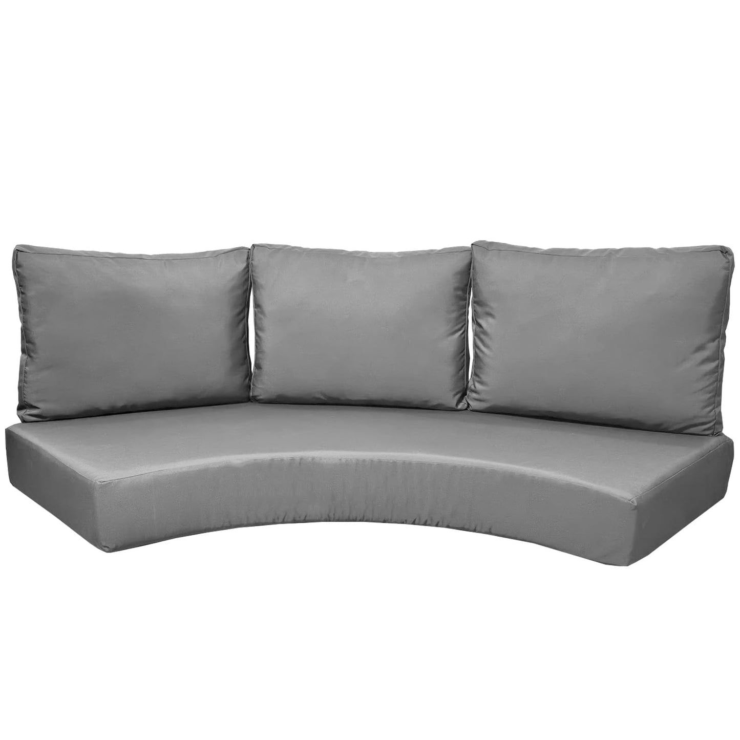 TQ369SM Outdoor Curved Sofa Cushion Couch Cover with Zipper 4-Piece Patio Half-Moon Sectional Replacement Cover Breathable Customizable（No fillers） (Dark Gray, L)
