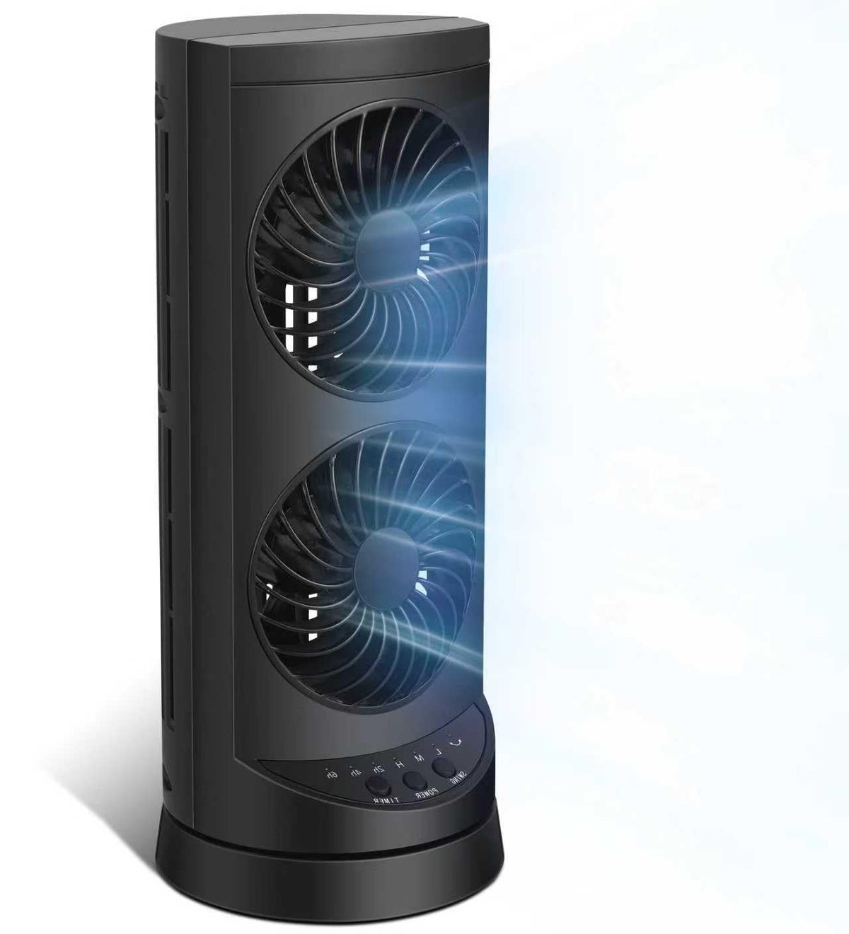 Personal Tower Fan for Bedroom, Portable Desk Table Fan，3 Speeds Cooling Standing Fan with 12H Timer, 60° & 110° Oscillating Floor Tower Fans That Blows Cold Air for Bedroom Office,Dark Grey