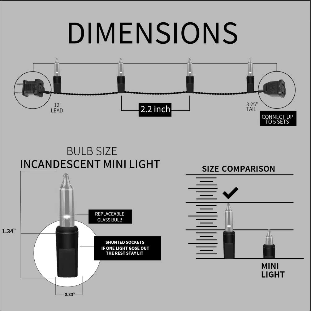 JUSTPRO 100LIGHTS Yellow Extra-Bright with End Connectors Christmas Decorative Lights 5.98m UL Certified Mini String Light Set Waterproof for Home Garden Holiday Christmas Tree Party Patio Wedding