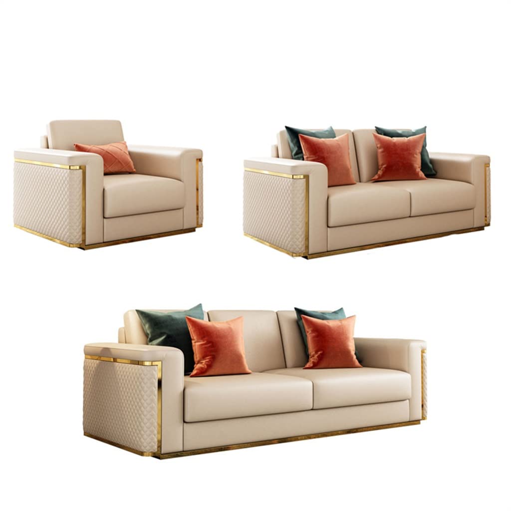 YWMLFZ Living Room 3 Seat Lounge Sofa Mid-Century Modular Furniture First Floor Upholstered Leather