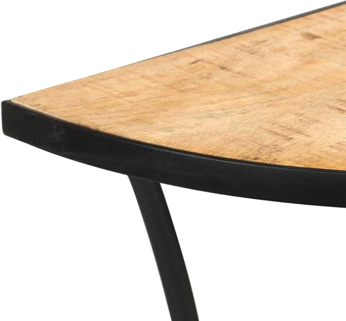 Half Circle Side Table 43.3x15.7x30.3 Inches Solid Mango Wood