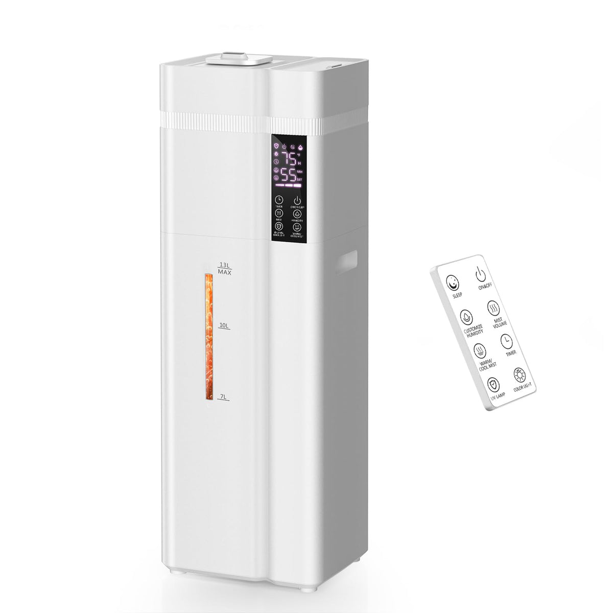 Zeova 13L/3.4Gal Humidifiers for Bedroom, Ultrasonic Warm & Cool Mist Humidifier Large Room, Covers 800ft², 72H Runtime, 24H Timer, 3 Mist Modes Top Fill Quiet Humidifiers for Home, Office, White