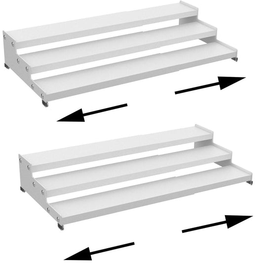 Expandable Carbon Steel Spice Rack Organizer for Pantry, Adjustable 3-Tier Ladder Shelf,Holds Up to 24 Cans,Kitchen Countertop Organizer, Rustproof Storage Rack for Spices, Cans, Sauces & Dry Goods
