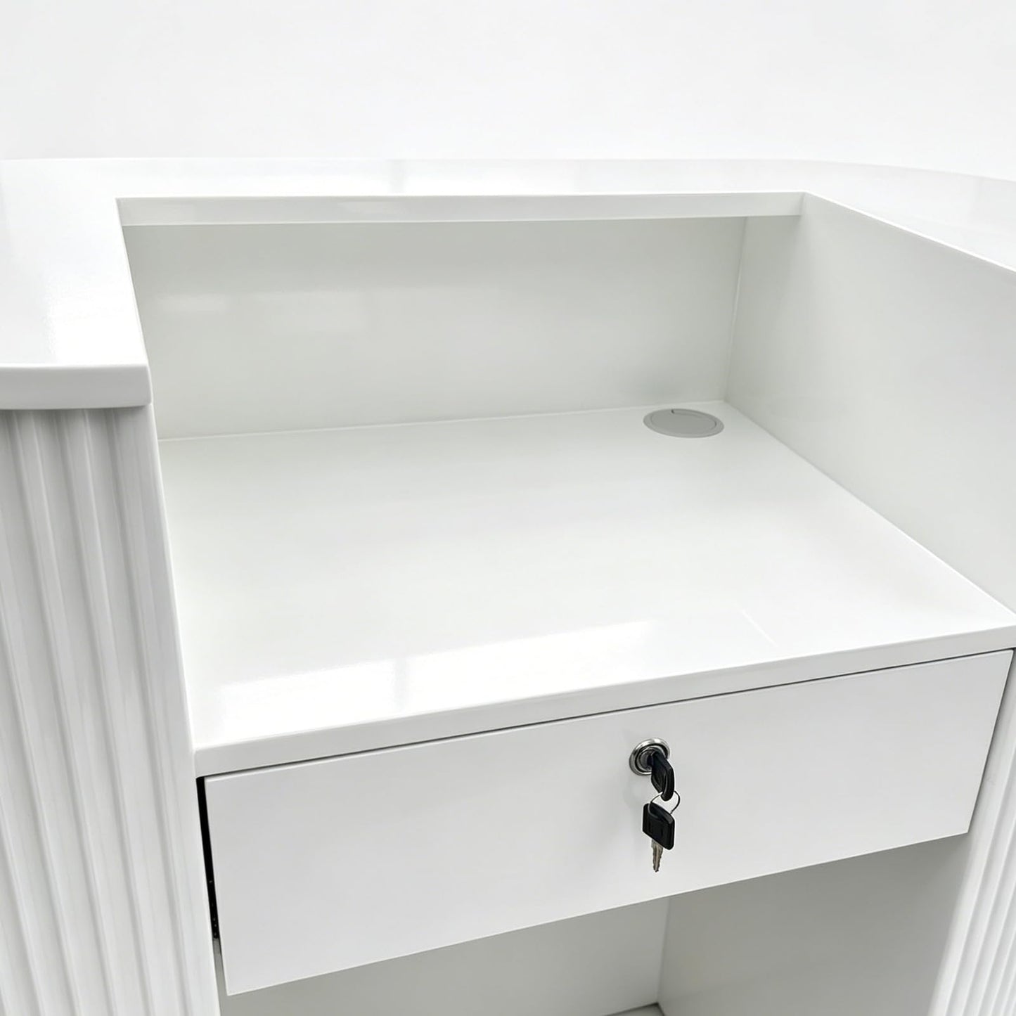 M2 Retail Reed Reception Desk for Beauty Salons, Spas, Skincare Shops, Clinics, Reception Desks, White Painting (White，1000 * 500 * 1000 mm/39 * 20 * 39'')