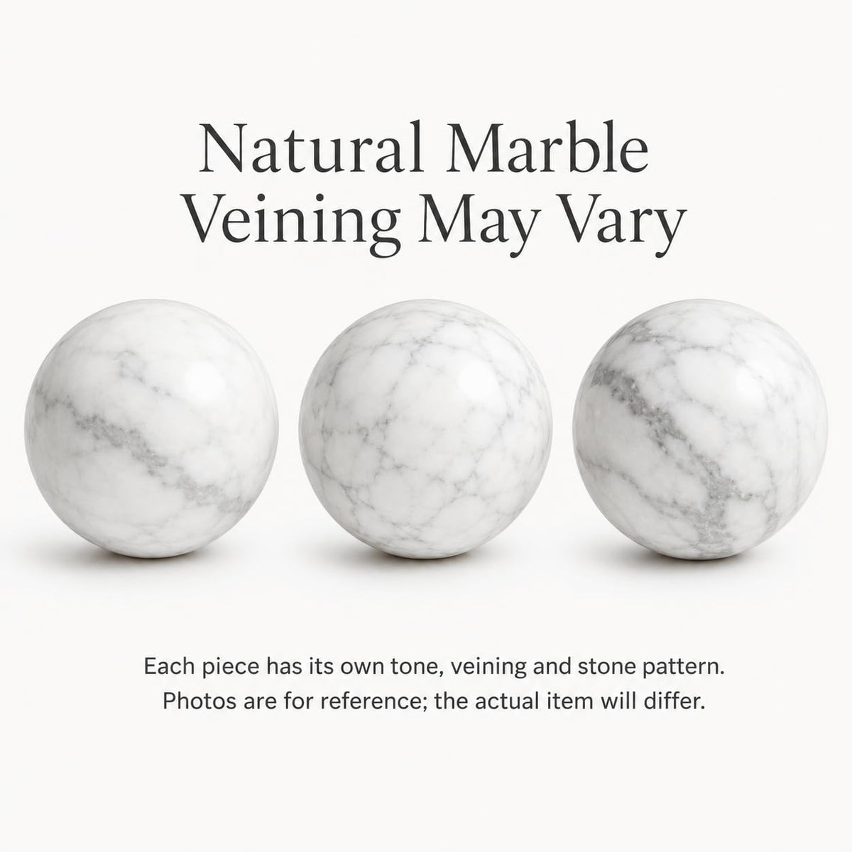 SIRIZEN-DIVING White Marble Decorative Sphere, 8cm Natural Stone Orb