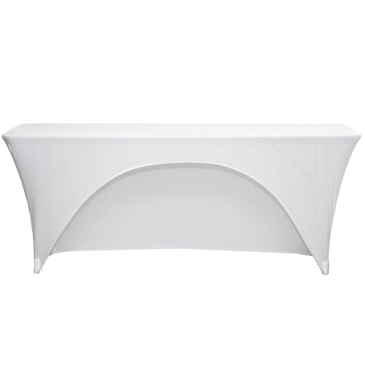 YOUR CHAIR COVERS - Spandex 6 Ft x 18 Inches, Narrow Classroom Open Back Rectangular Training Stretch Tablecloth - White