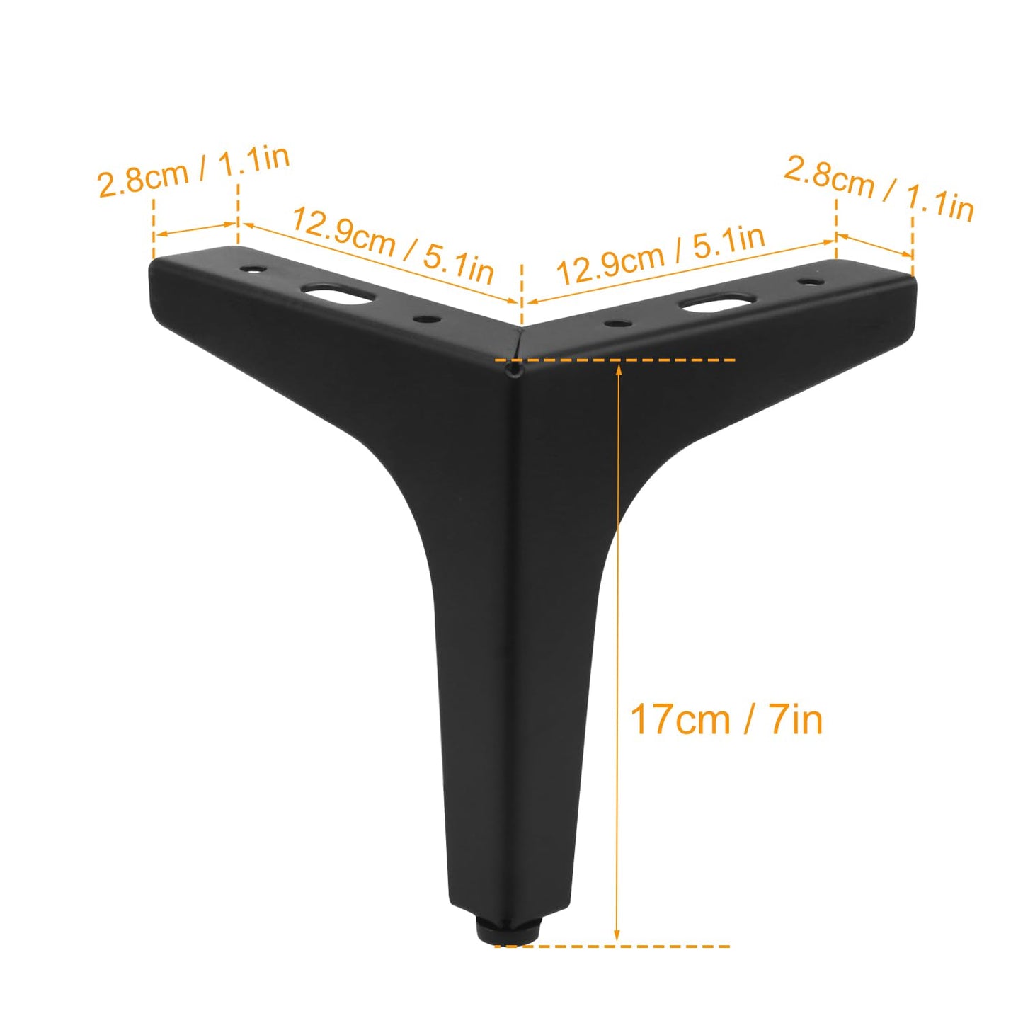 GENHAKON 8 PCS 7 Inch Furniture Legs, Black Metal Triangle Furniture Feet, Replacement Sofa Legs Suitable for Sofa, Coffee Table, Cabinet, Cupboard, Chair, End Table